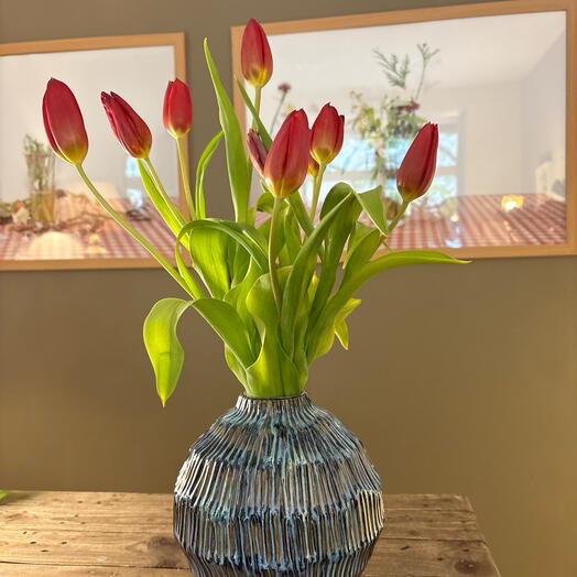 Tulipanes florero de ceramica