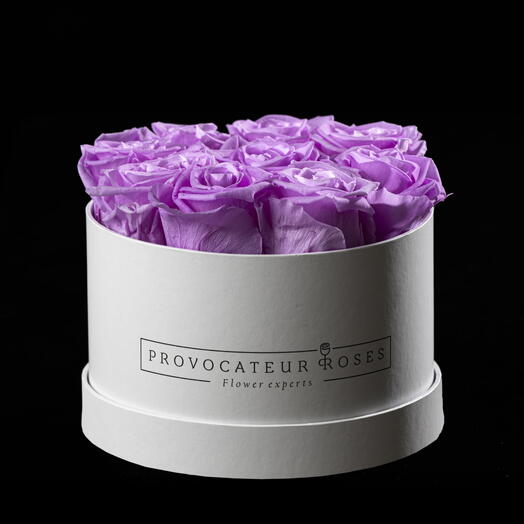 Caja redonda 16cm  de rosas preservada baby lili