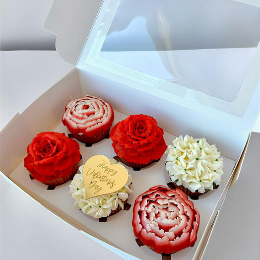 ️🌹 Caja Rosas de San Valentin – 6 Cupcakes