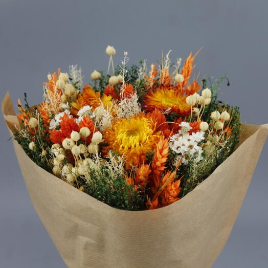 Bouquet stabilisé tons orange