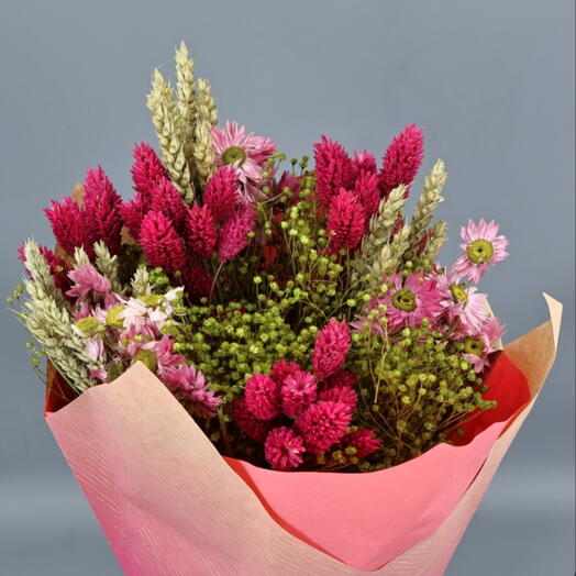 Bouquet seco tonos fucsia