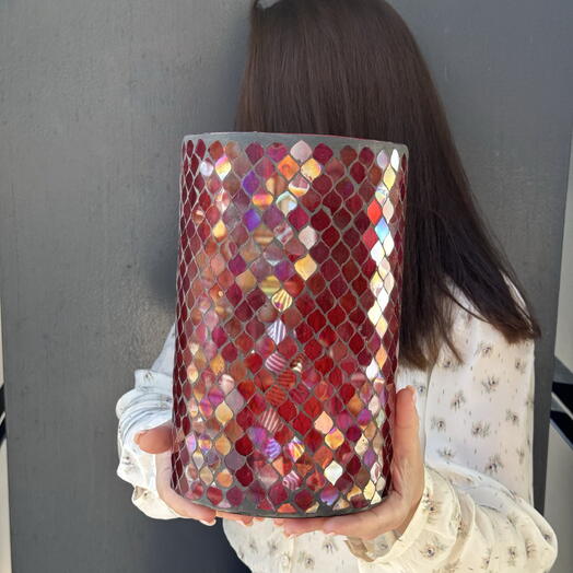 Jarron Mosaico Rojo Disco M