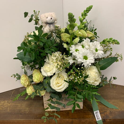 Caja con pin de peluche