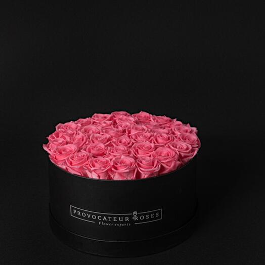 Caja 30cm rosas preservadas baby pink