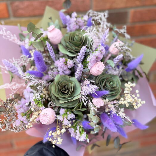 Emerald Muse -Ramo de eucalipto artesanal hecho a mano-pensando en ti, recupérate, gracias, regalo de oficina - sin agua ni luz