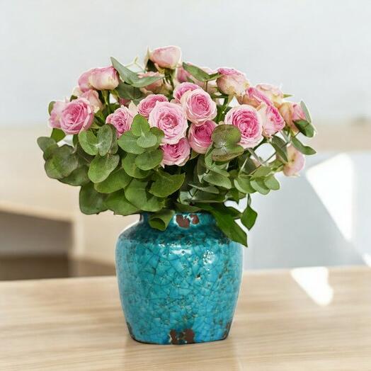 Spray Rose Bouquet with Lavender and Eucalyptus