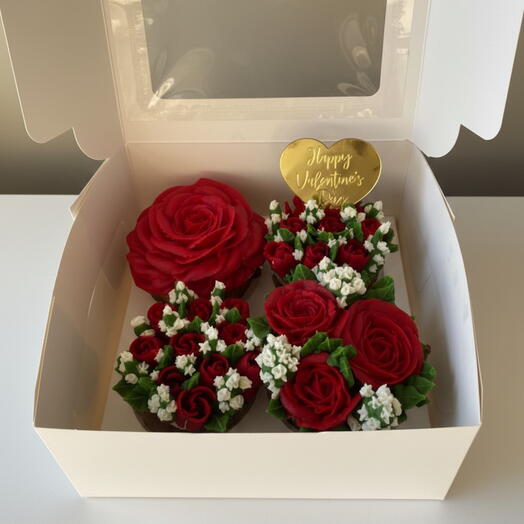 Box True Love Valentines - 4 cupcakes