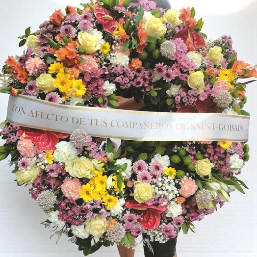 Corona funeraria flor variada