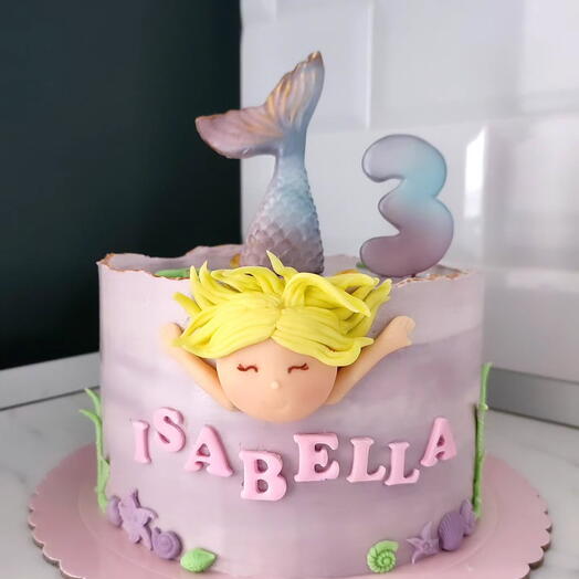 Tarta Sirenita Pastel en Lila con Cola de Sirena