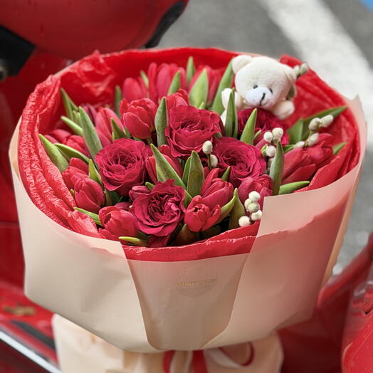 Tulipanes Deluxe con Osito   Rositas