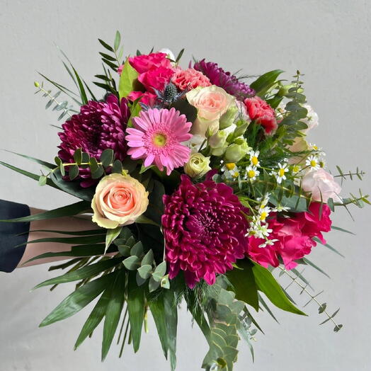 Ramo Elegancia Rosa y Burdeos