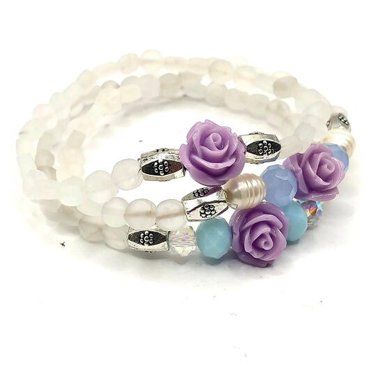 Juego de 3 pulseras rosas