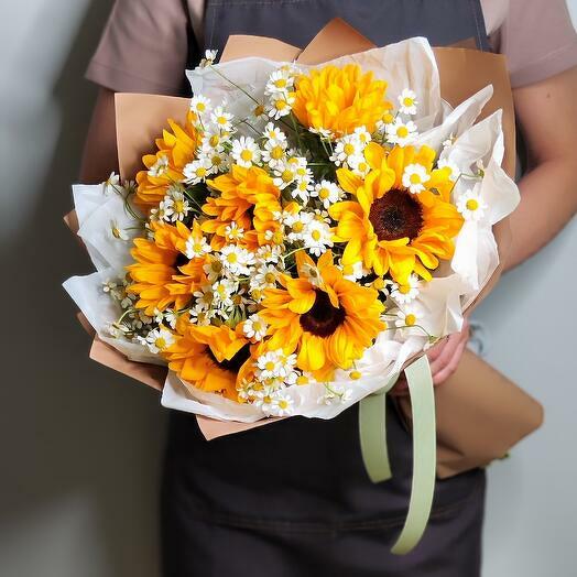 Girasoles y margaritas