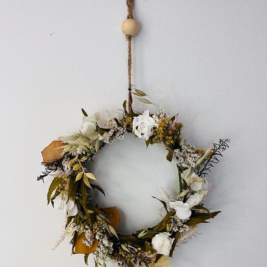 Декоративний вінок із стабілізованих та сухих квітів