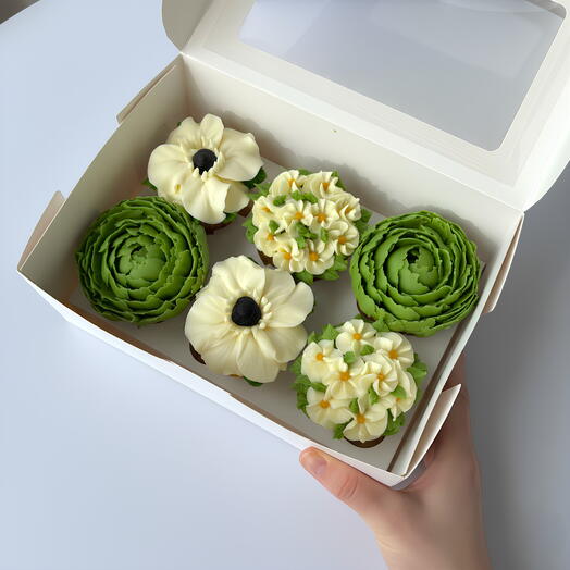 🌼 Spring Flowers Box – 6 Cupcakes