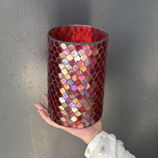 Jarron Mosaico Rojo Disco S