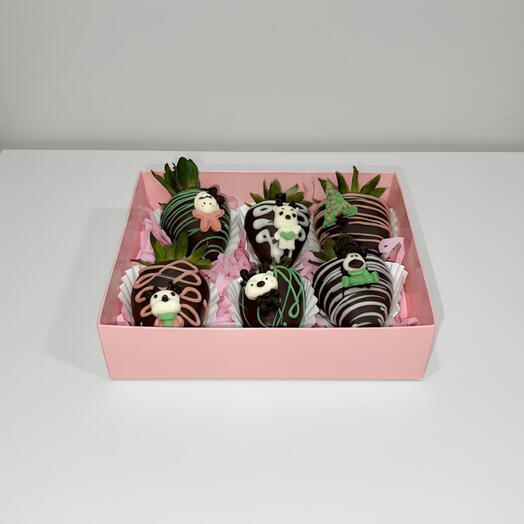 Caja de 6 Fresas cubiertas chocolate negro