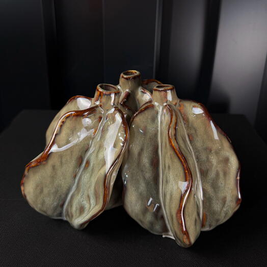 Jarron ceramica 3 capsulas gris-marron