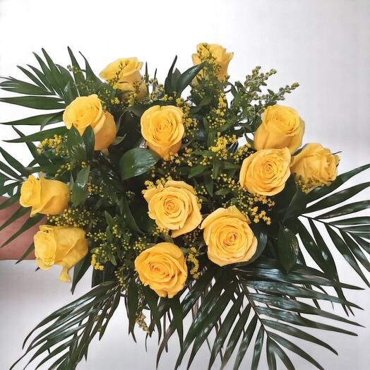 Bouquet de 12 roses jaunes