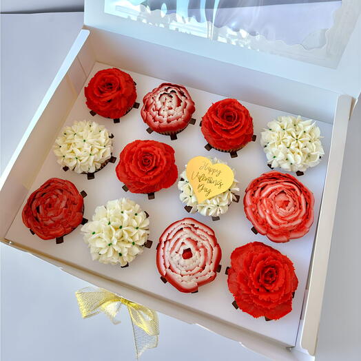 Valentine's Bouquet Box – 12 Cupcakes