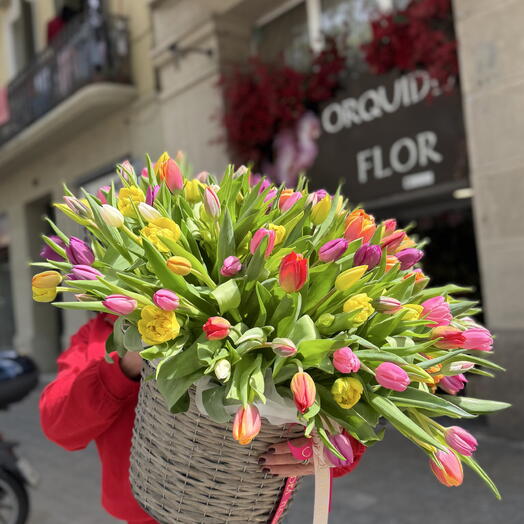 Cesta de tulipanes