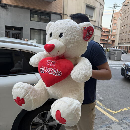 Oso de peluche gigante XL 80 cm con corazon Te Quiero – regalo romantico para San Valentin, cumpleanos y ocasiones especiales