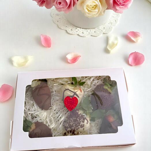 Caja 6 fresas de chocolate caseras