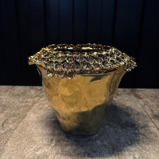 Hydrantea de cerámica oro brillante