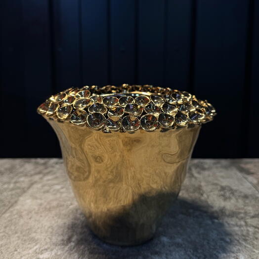 Maceta cerámica Hydrangea dorada