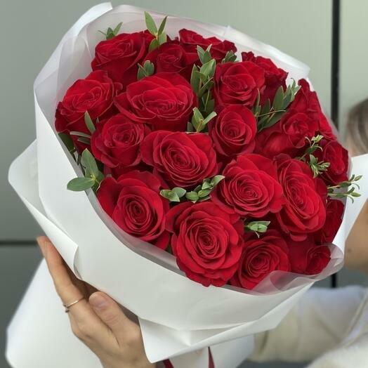 Ramo de 21 rosas rojas bouquet elegante