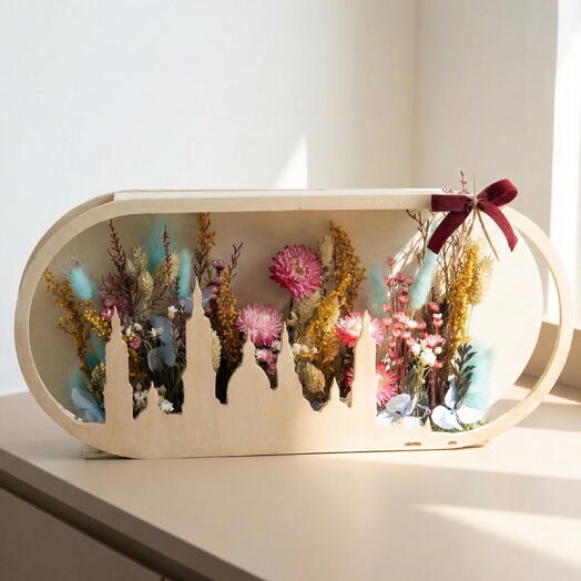EL PILAR ZARAGOZA – Silueta Floral de la Basilica del Pilar en Madera | Decoracion Artesanal con Flores Preservadas