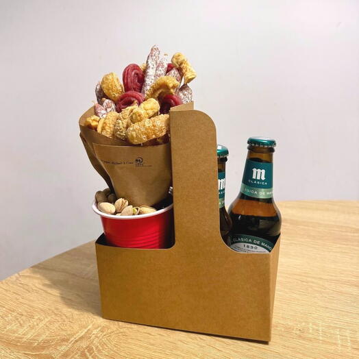Caja "El Momento de Papa": Cerveza, Pistachos y Mini Ramo Gourmet