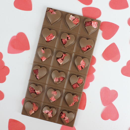 Heart Milk Chocolate with Freeze Dried Strawberries