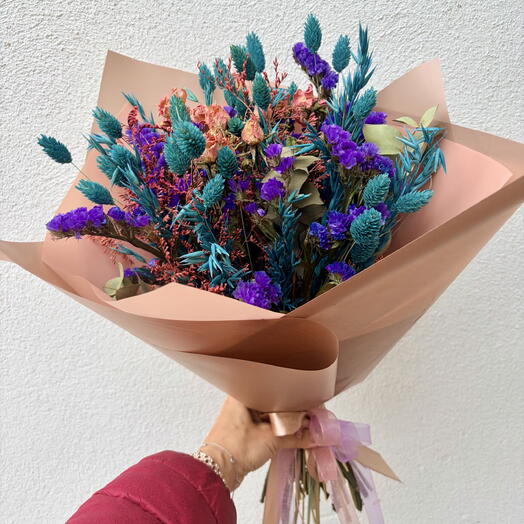 Noche Zafiro: Ramo moderno preservado - cumpleaños, decoración del hogar, flores secas de larga duración