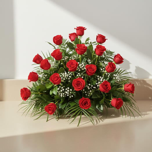 Centro Funeral Vigo – Arreglo de Rosas Rojas para Condolencias y Homenaje