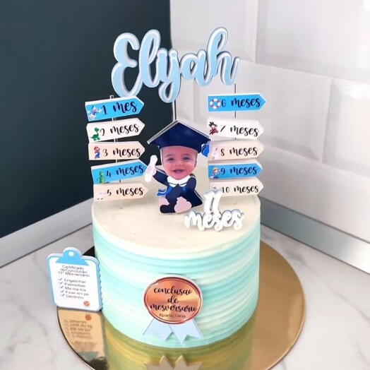 Tarta Mesversario Graduacion Azul Personalizada