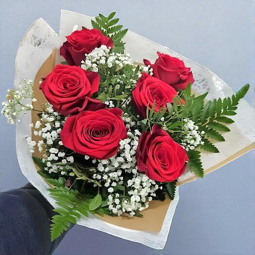 Ramo de 6 rosas rojas especial