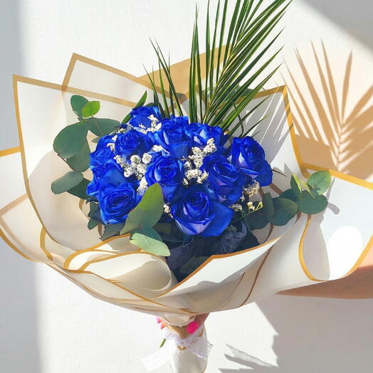 Ramo Blue – Bouquet de 13 Rosas Azules Naturales