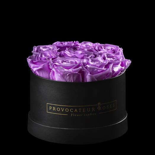 Caja redonda 18cm  de rosas preservadas baby lili