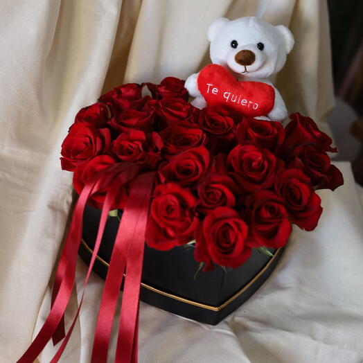 Caja Corazon con peluche