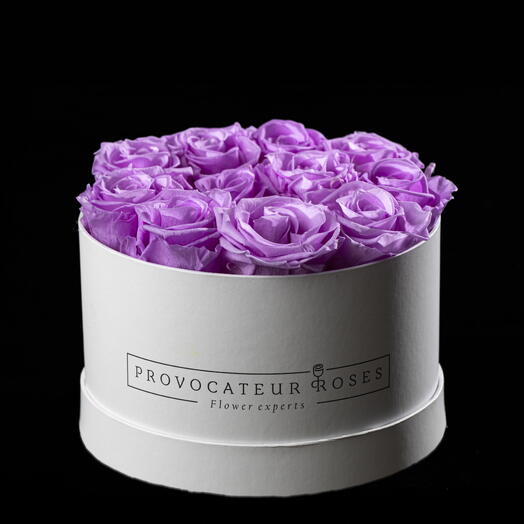Caja redonda 14cm  de rosas preservas baby lili