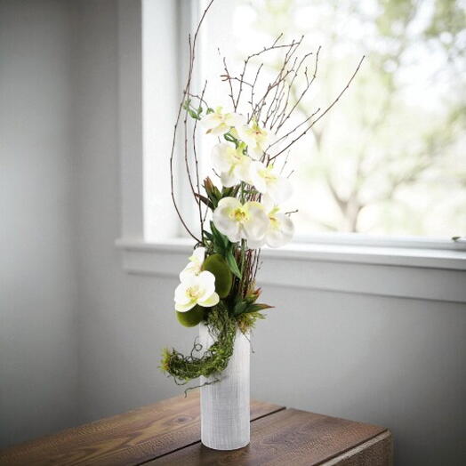 Cilindro Ceramica Orquidea Artificial