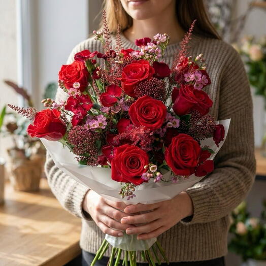 Ramo de Rosas y Clavel Rojo ARAIK GALSTYAN