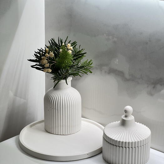 Jarron y vela aromatica de yeso