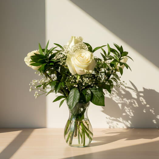 Jarron rosas blancas