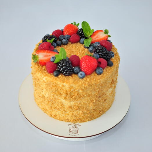 Honey Medovik Cake with Forest Fruits