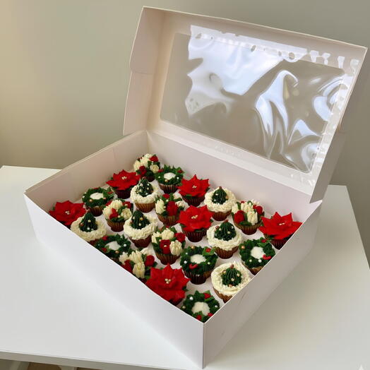 Red Christmas Box - 24 mini cupcakes