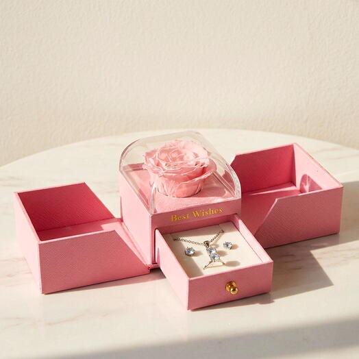 Rosa preservada en caja con collar