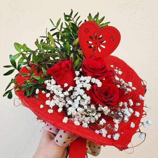 Ramo Corazon Romantico de Rosas
