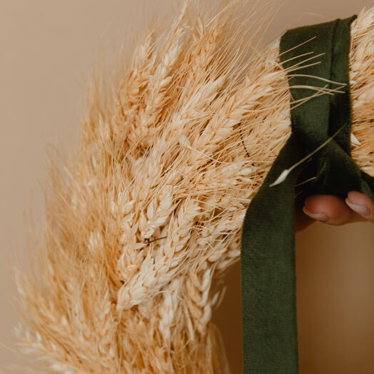 Corona de Trigo Natural Seco Artesanal – Decoracion Rustica para Puertas y Paredes
